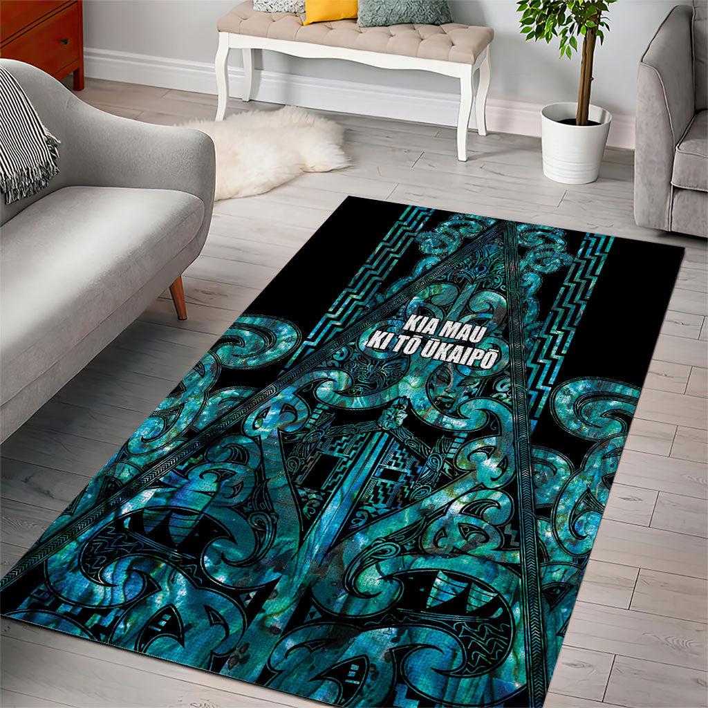 Maori Language Week Area Rug Kia Mau Ki To Ukaipo Paua Shell Color