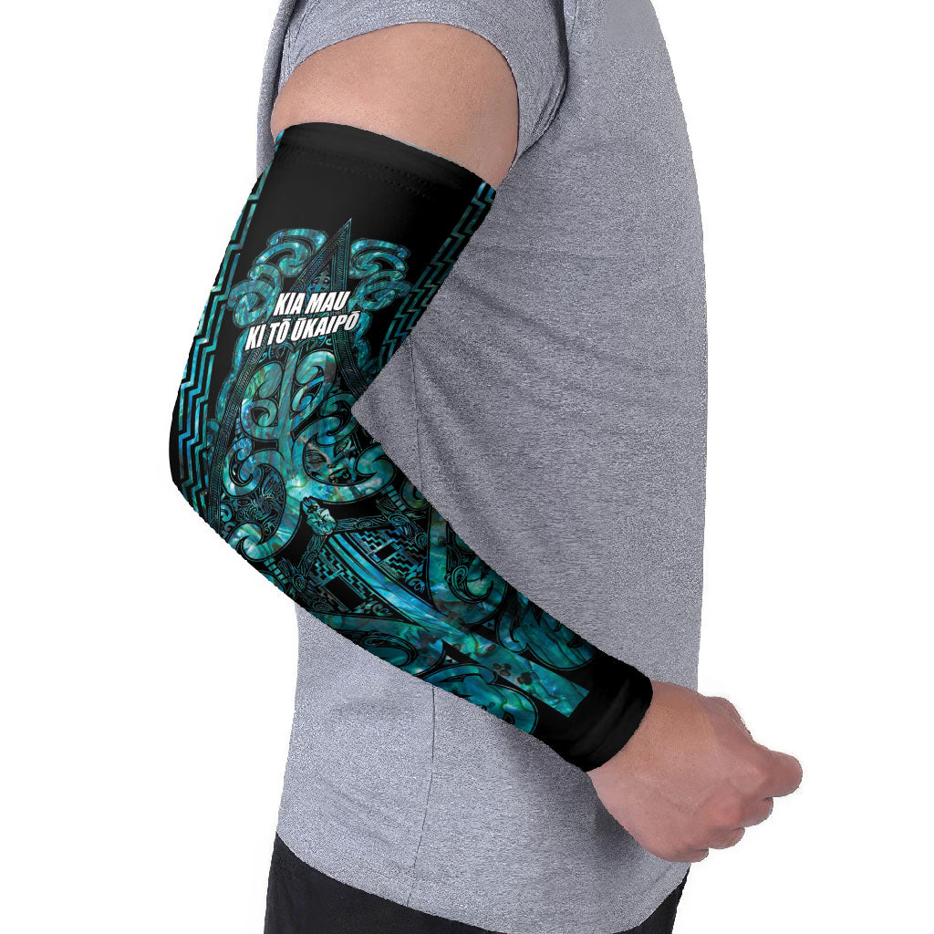 Maori Language Week Personalised Arm Sleeves Kia Mau Ki To Ukaipo Paua Shell Color