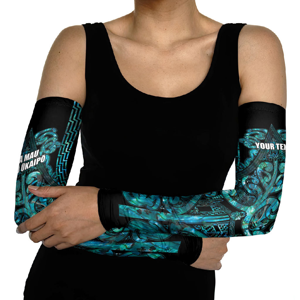 Maori Language Week Personalised Arm Sleeves Kia Mau Ki To Ukaipo Paua Shell Color