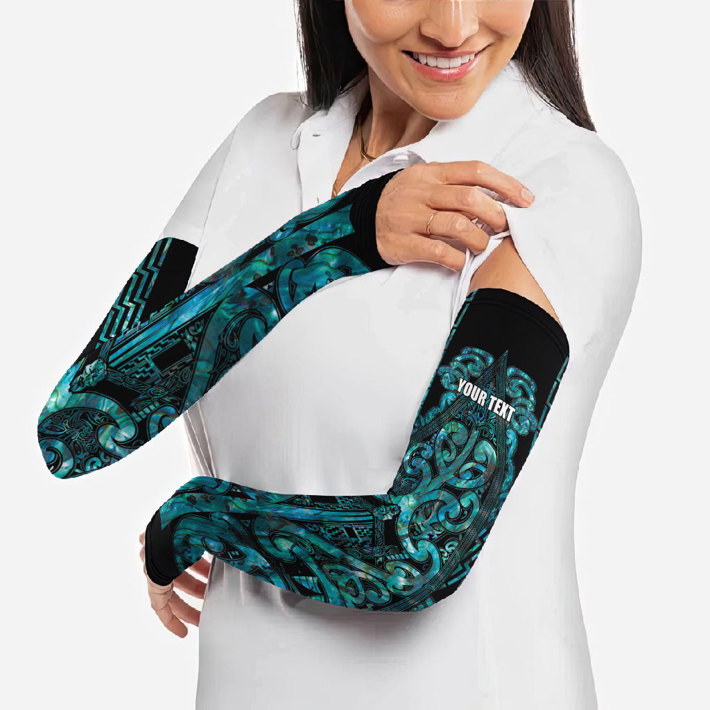 Maori Language Week Personalised Arm Sleeves Kia Mau Ki To Ukaipo Paua Shell Color