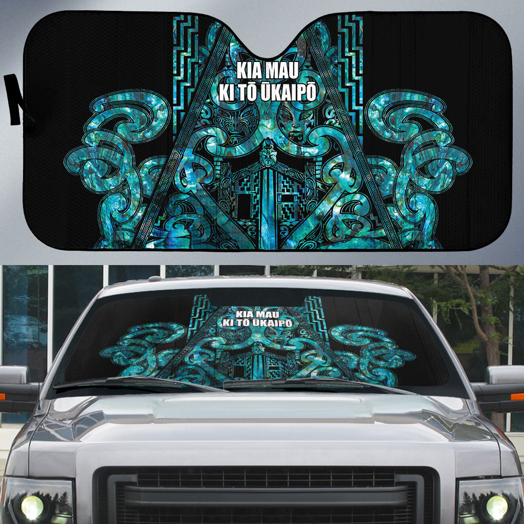 Maori Language Week Auto Sun Shade Kia Mau Ki To Ukaipo Paua Shell Color