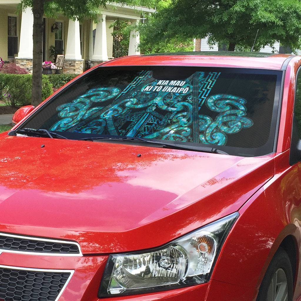 Maori Language Week Auto Sun Shade Kia Mau Ki To Ukaipo Paua Shell Color
