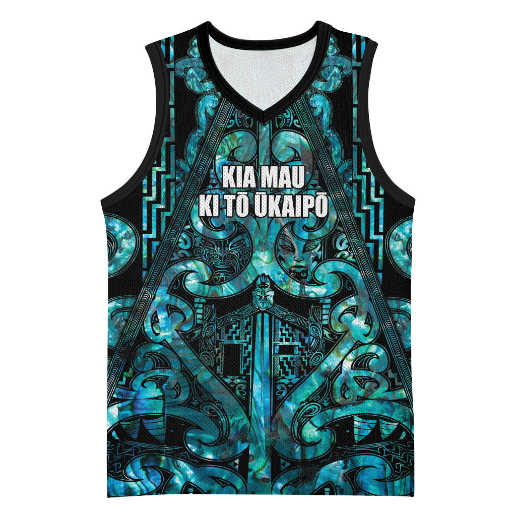 Maori Language Week Personalised Basketball Jersey Kia Mau Ki To Ukaipo Paua Shell Color