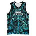 Maori Language Week Personalised Basketball Jersey Kia Mau Ki To Ukaipo Paua Shell Color