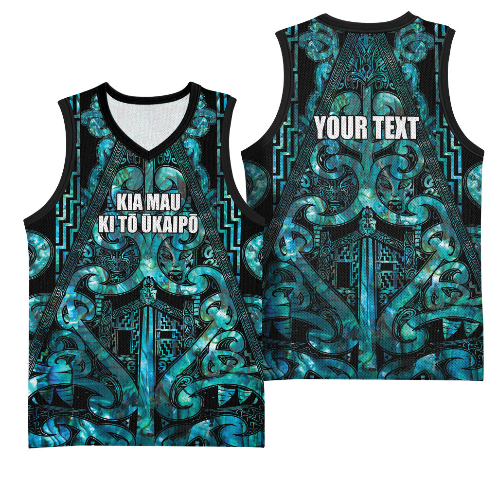 Maori Language Week Personalised Basketball Jersey Kia Mau Ki To Ukaipo Paua Shell Color
