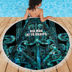 Maori Language Week Beach Blanket Kia Mau Ki To Ukaipo Paua Shell Color