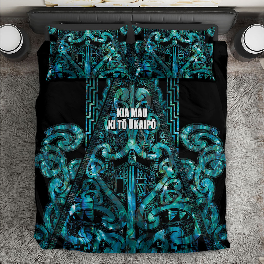 Maori Language Week Bedding Set Kia Mau Ki To Ukaipo Paua Shell Color