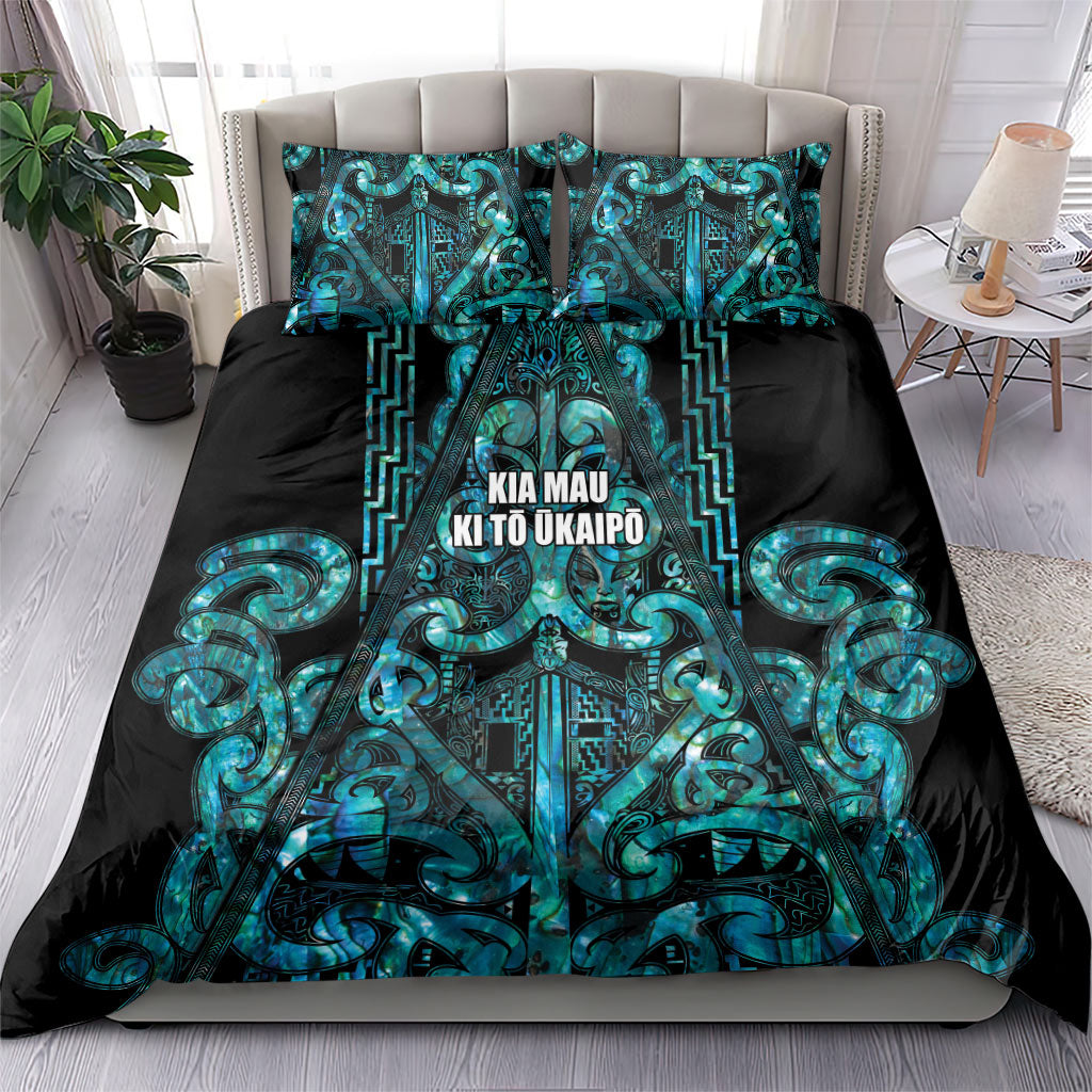 Maori Language Week Bedding Set Kia Mau Ki To Ukaipo Paua Shell Color