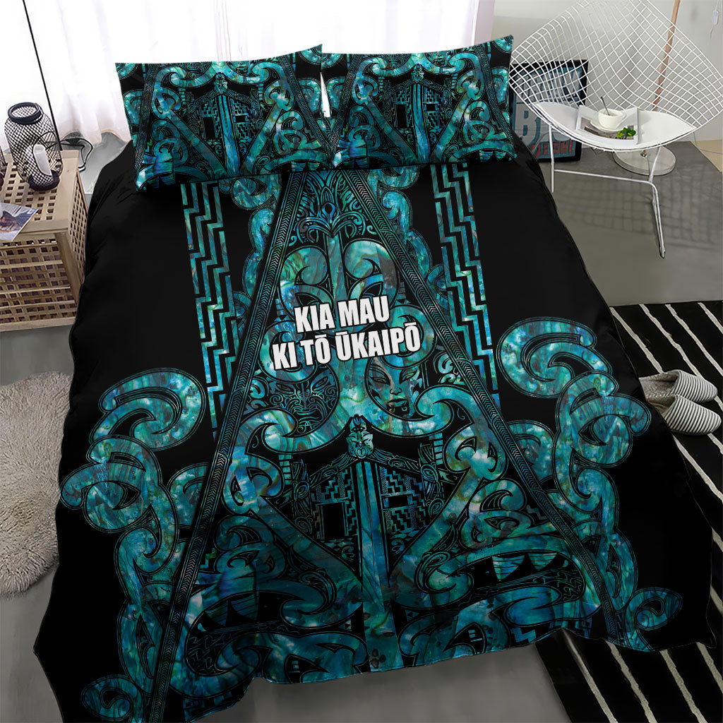 Maori Language Week Bedding Set Kia Mau Ki To Ukaipo Paua Shell Color