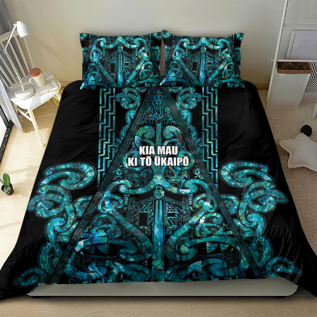 Maori Language Week Bedding Set Kia Mau Ki To Ukaipo Paua Shell Color