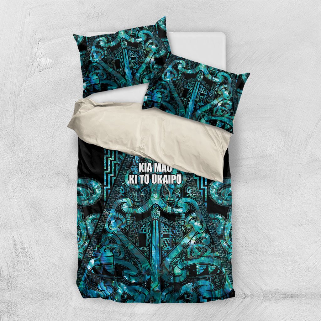 Maori Language Week Bedding Set Kia Mau Ki To Ukaipo Paua Shell Color