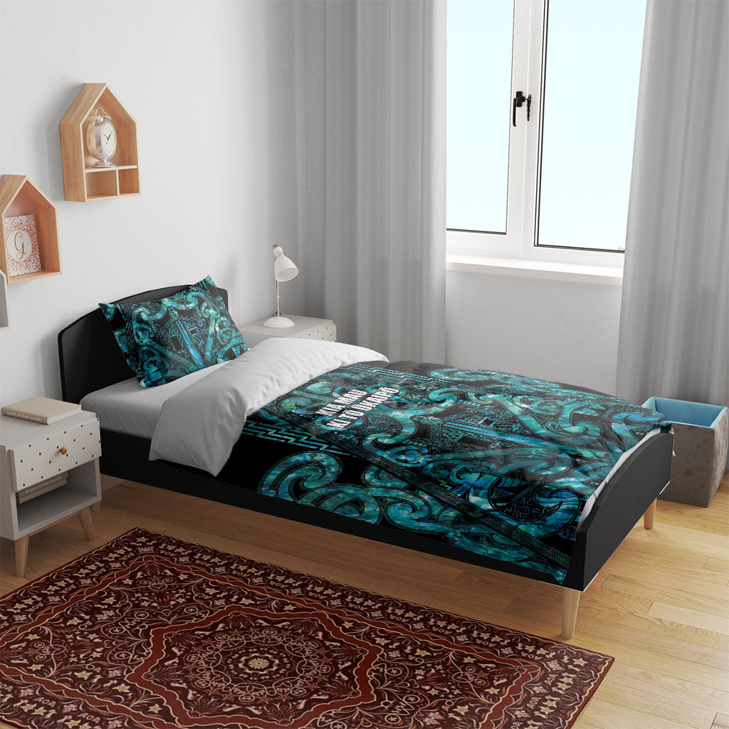 Maori Language Week Bedding Set Kia Mau Ki To Ukaipo Paua Shell Color