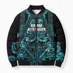 Maori Language Week Personalised Bomber Puffer Jacket Kia Mau Ki To Ukaipo Paua Shell Color