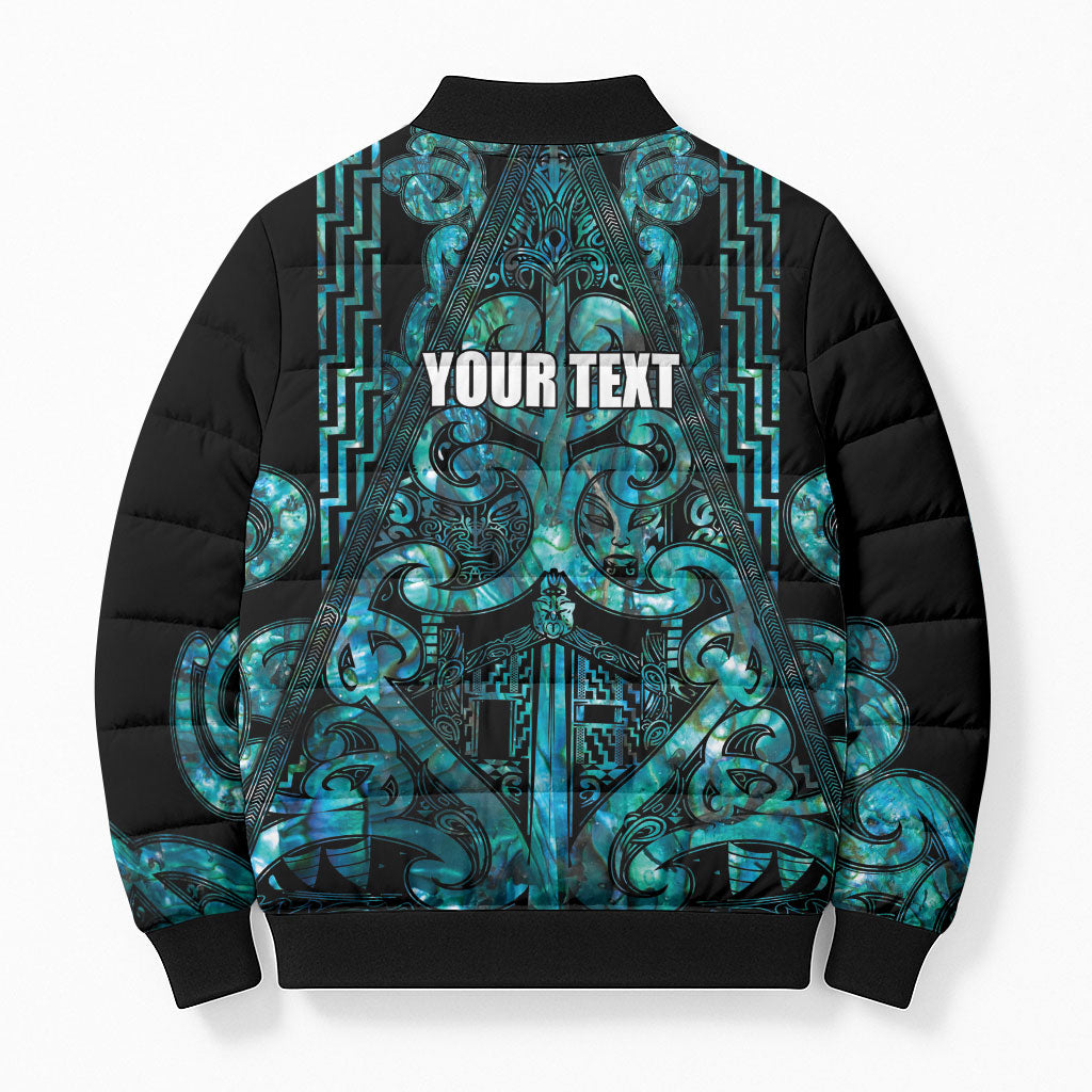 Maori Language Week Personalised Bomber Puffer Jacket Kia Mau Ki To Ukaipo Paua Shell Color