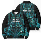 Maori Language Week Personalised Bomber Puffer Jacket Kia Mau Ki To Ukaipo Paua Shell Color