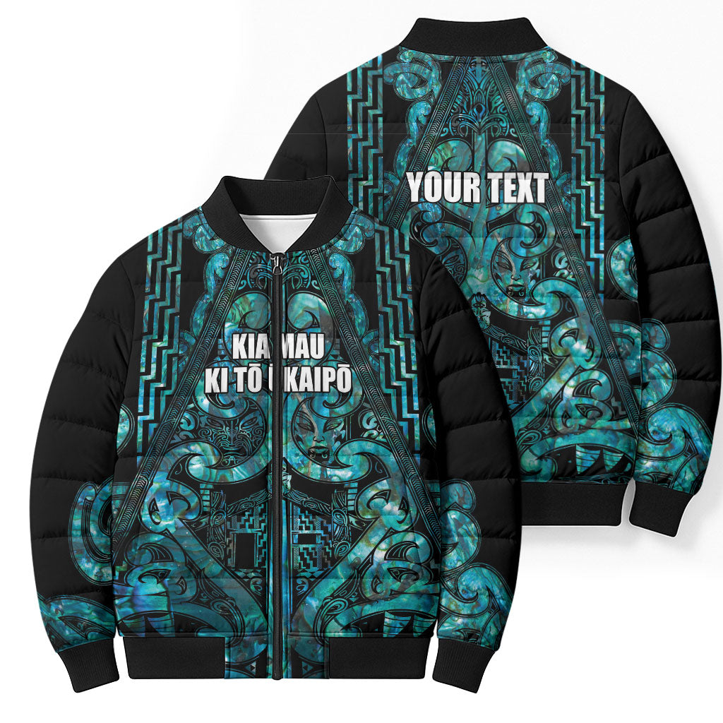 Maori Language Week Personalised Bomber Puffer Jacket Kia Mau Ki To Ukaipo Paua Shell Color