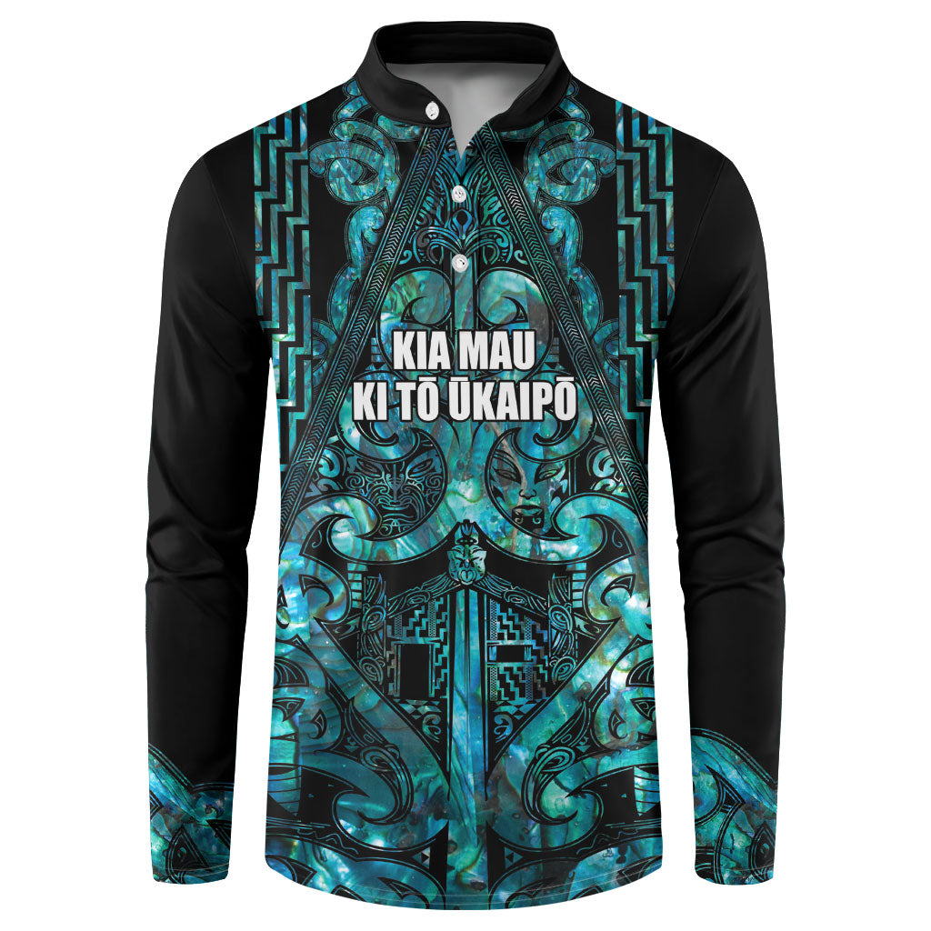 Maori Language Week Personalised Button Sweatshirt Kia Mau Ki To Ukaipo Paua Shell Color