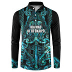 Maori Language Week Personalised Button Sweatshirt Kia Mau Ki To Ukaipo Paua Shell Color