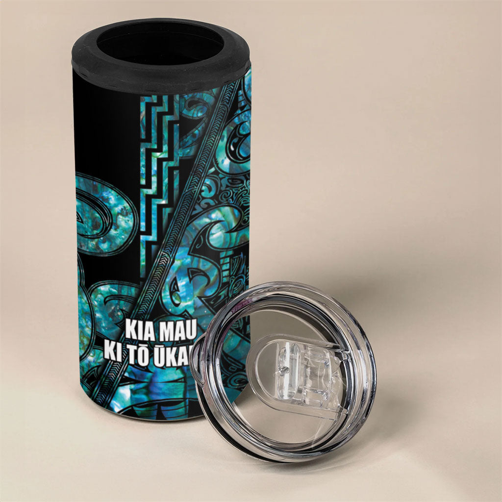 Maori Language Week Personalised 4 in 1 Can Cooler Tumbler Kia Mau Ki To Ukaipo Paua Shell Color