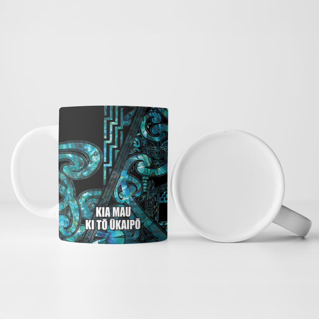 Maori Language Week Personalised Ceramic Mug Kia Mau Ki To Ukaipo Paua Shell Color