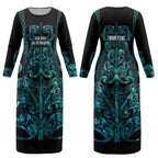 Maori Language Week Personalised Couples Matching Long Sleeve Bodycon Dress and Hawaiian Shirt Kia Mau Ki To Ukaipo Paua Shell Color
