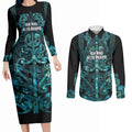 Maori Language Week Personalised Couples Matching Long Sleeve Bodycon Dress and Long Sleeve Button Shirt Kia Mau Ki To Ukaipo Paua Shell Color