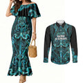 Maori Language Week Personalised Couples Matching Mermaid Dress and Long Sleeve Button Shirt Kia Mau Ki To Ukaipo Paua Shell Color