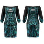 Maori Language Week Personalised Couples Matching Off The Shoulder Long Sleeve Dress and Long Sleeve Button Shirt Kia Mau Ki To Ukaipo Paua Shell Color