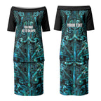 Maori Language Week Personalised Couples Matching Puletasi and Hawaiian Shirt Kia Mau Ki To Ukaipo Paua Shell Color