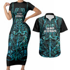 Maori Language Week Personalised Couples Matching Short Sleeve Bodycon Dress and Hawaiian Shirt Kia Mau Ki To Ukaipo Paua Shell Color