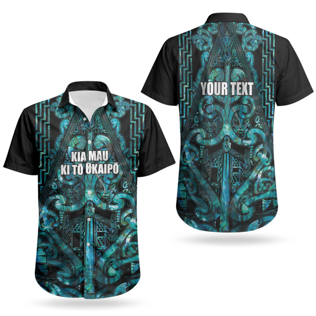 Maori Language Week Personalised Couples Matching Summer Maxi Dress and Hawaiian Shirt Kia Mau Ki To Ukaipo Paua Shell Color