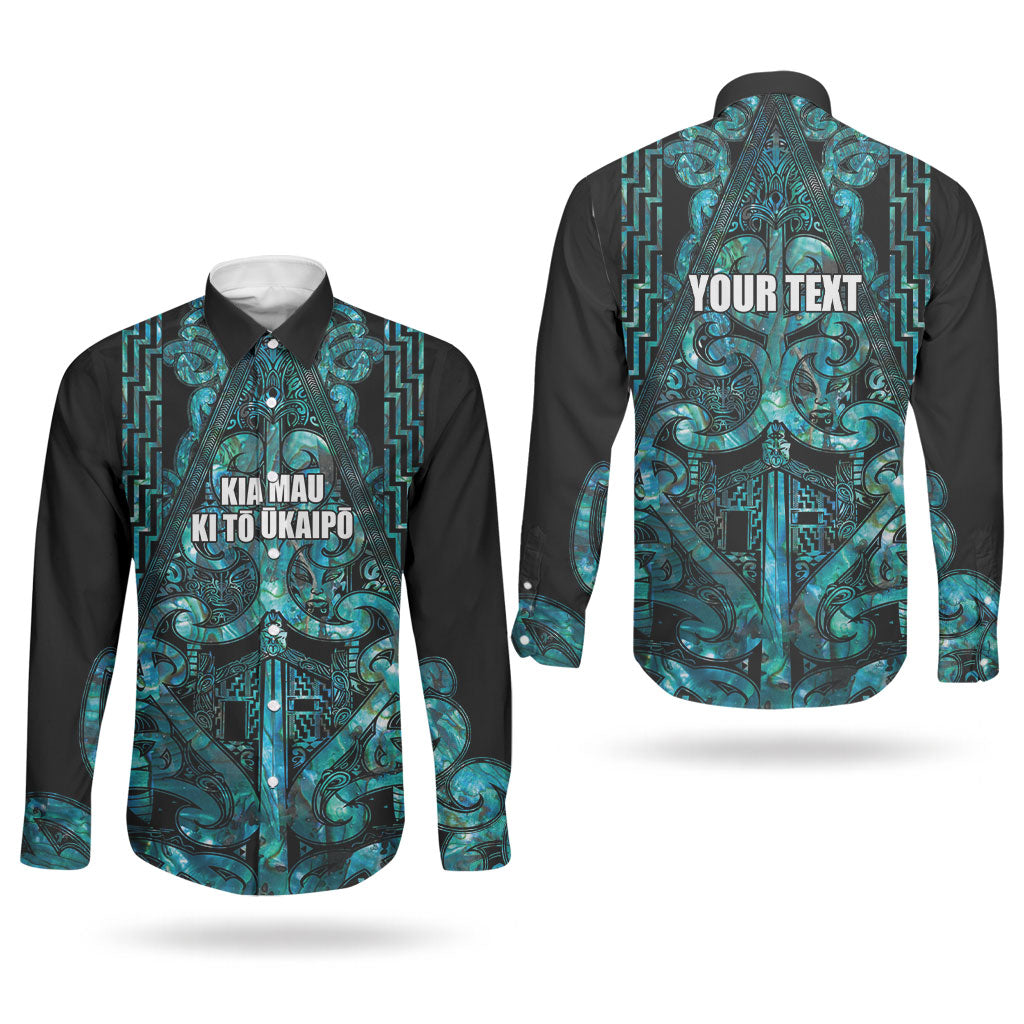 Maori Language Week Personalised Couples Matching Summer Maxi Dress and Long Sleeve Button Shirt Kia Mau Ki To Ukaipo Paua Shell Color