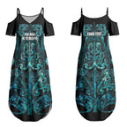 Maori Language Week Personalised Couples Matching Summer Maxi Dress and Long Sleeve Button Shirt Kia Mau Ki To Ukaipo Paua Shell Color