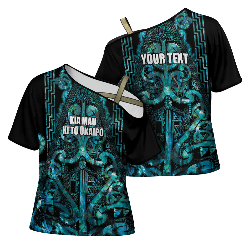 Maori Language Week Personalised Cross Shoulder Shirt Kia Mau Ki To Ukaipo Paua Shell Color