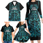 Maori Language Week Personalised Family Matching Long Sleeve Bodycon Dress and Hawaiian Shirt Kia Mau Ki To Ukaipo Paua Shell Color