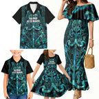 Maori Language Week Personalised Family Matching Mermaid Dress and Hawaiian Shirt Kia Mau Ki To Ukaipo Paua Shell Color