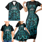 Maori Language Week Personalised Family Matching Short Sleeve Bodycon Dress and Hawaiian Shirt Kia Mau Ki To Ukaipo Paua Shell Color