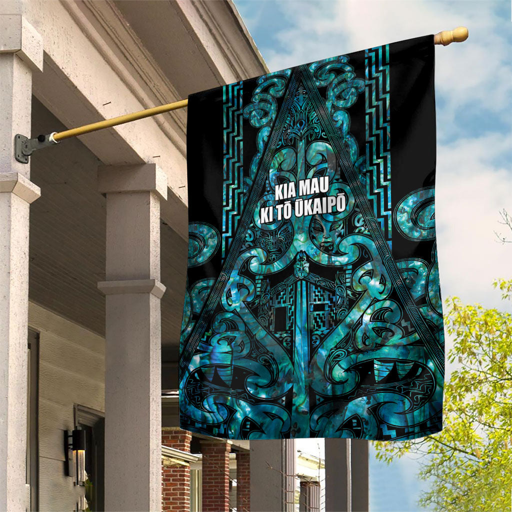 Maori Language Week Garden Flag Kia Mau Ki To Ukaipo Paua Shell Color