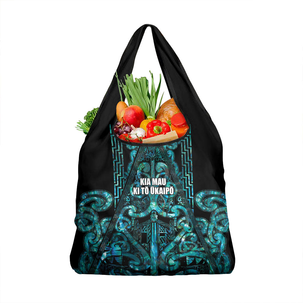 Maori Language Week Grocery Bag Kia Mau Ki To Ukaipo Paua Shell Color