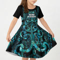 Maori Language Week Personalised Kid Short Sleeve Dress Kia Mau Ki To Ukaipo Paua Shell Color