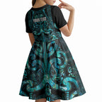 Maori Language Week Personalised Kid Short Sleeve Dress Kia Mau Ki To Ukaipo Paua Shell Color