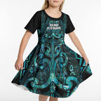Maori Language Week Personalised Kid Short Sleeve Dress Kia Mau Ki To Ukaipo Paua Shell Color