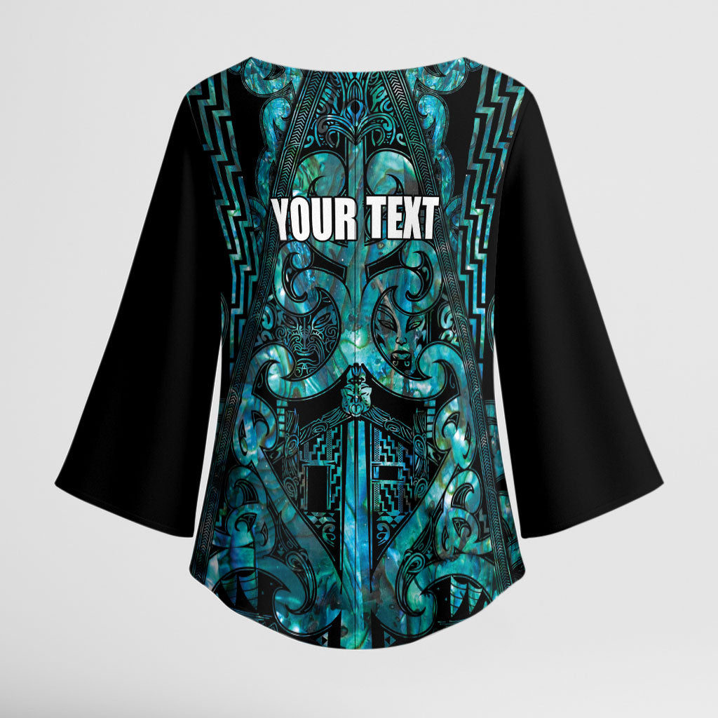 Maori Language Week Personalised Kimono Sleeve Blouse Kia Mau Ki To Ukaipo Paua Shell Color