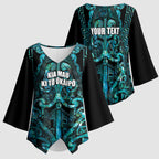 Maori Language Week Personalised Kimono Sleeve Blouse Kia Mau Ki To Ukaipo Paua Shell Color