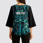 Maori Language Week Personalised Kimono Sleeve Blouse Kia Mau Ki To Ukaipo Paua Shell Color