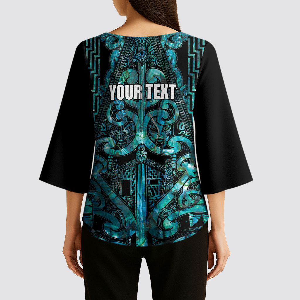 Maori Language Week Personalised Kimono Sleeve Blouse Kia Mau Ki To Ukaipo Paua Shell Color