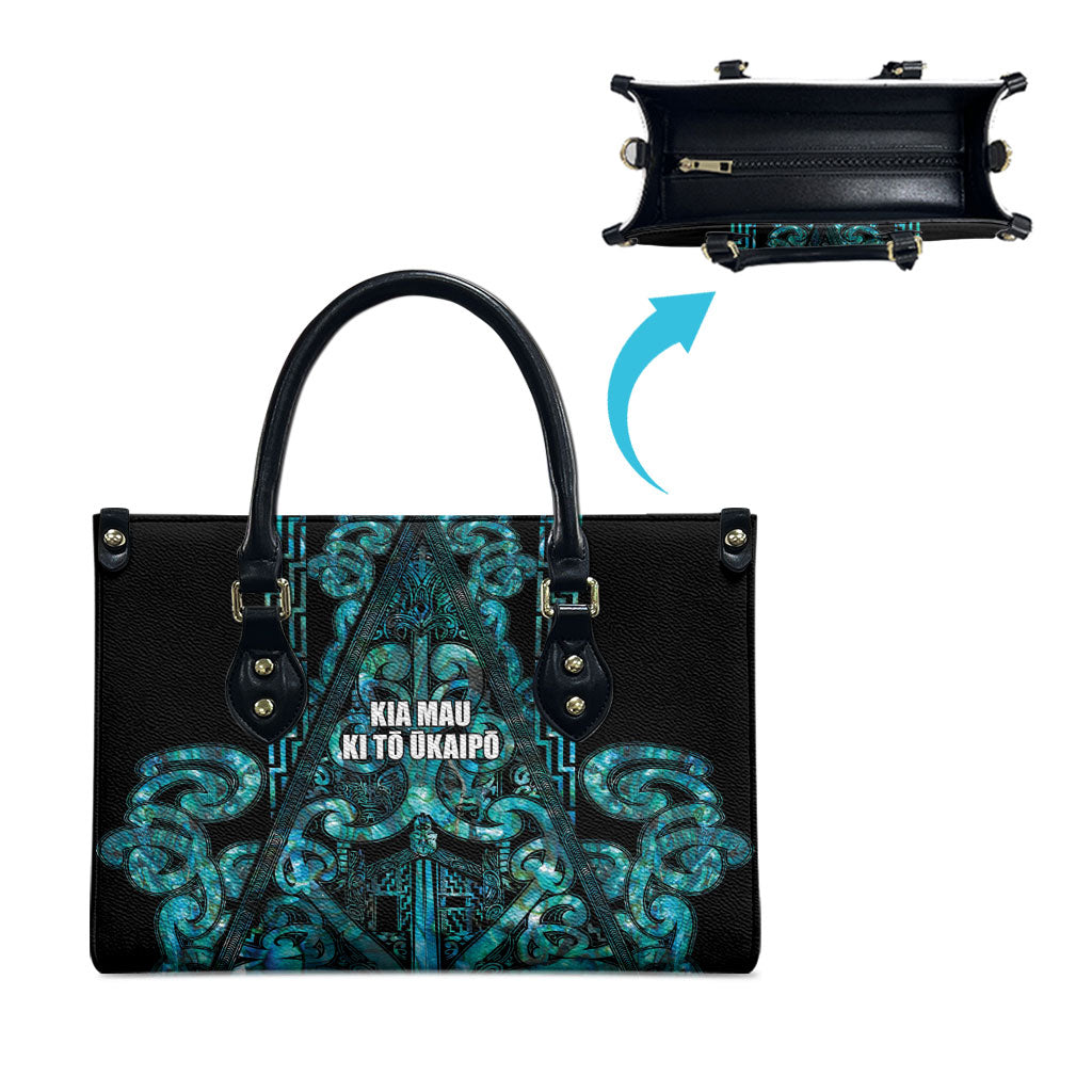 Maori Language Week Leather Bag Kia Mau Ki To Ukaipo Paua Shell Color