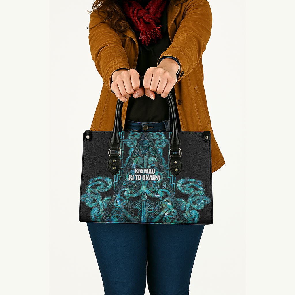 Maori Language Week Leather Bag Kia Mau Ki To Ukaipo Paua Shell Color