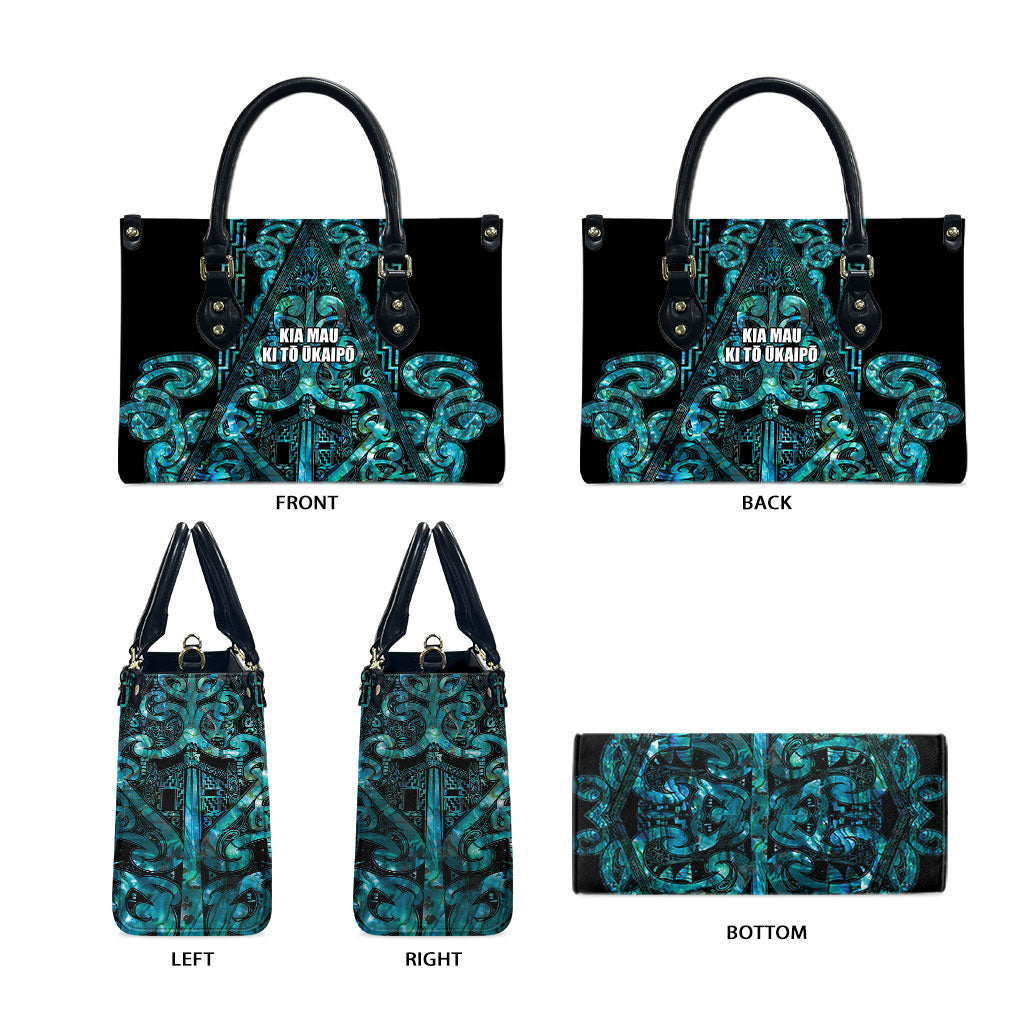 Maori Language Week Leather Bag Kia Mau Ki To Ukaipo Paua Shell Color
