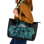 Maori Language Week Leather Tote Bag Kia Mau Ki To Ukaipo Paua Shell Color
